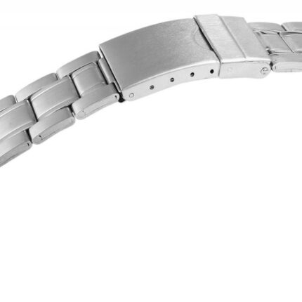 Edelstahl Uhrenarmband, silber mit silberfarbener Schließe, 14 mm