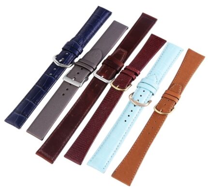 Echtleder-Uhrenarmbänder, verschiedene Farben, 18 mm, VE12