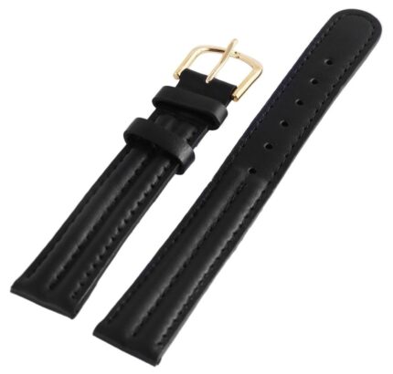 Echtleder-Uhrenarmband, schwarz, 16 mm, 10er VE