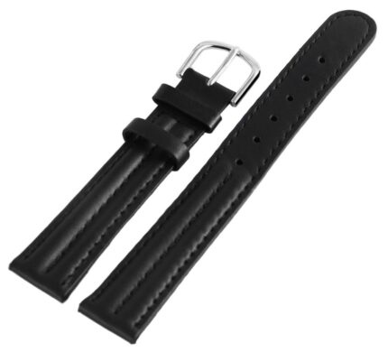 Echtleder-Uhrenarmband, schwarz, 16 mm