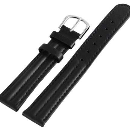 Echtleder-Uhrenarmband, schwarz, 16 mm