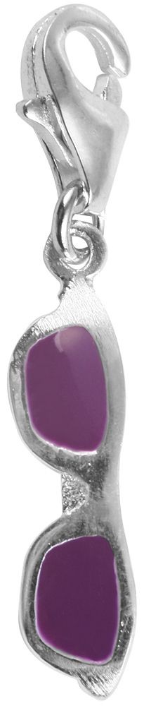 Akzent 925 Sterling Silber Charm, Motiv Sonnenbrille, lila, Maße 3 mm x 15 mm