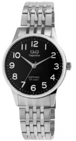 Q&Q Superior Herrenarmbanduhr, Edelstahl, Saphirglas, 5 bar