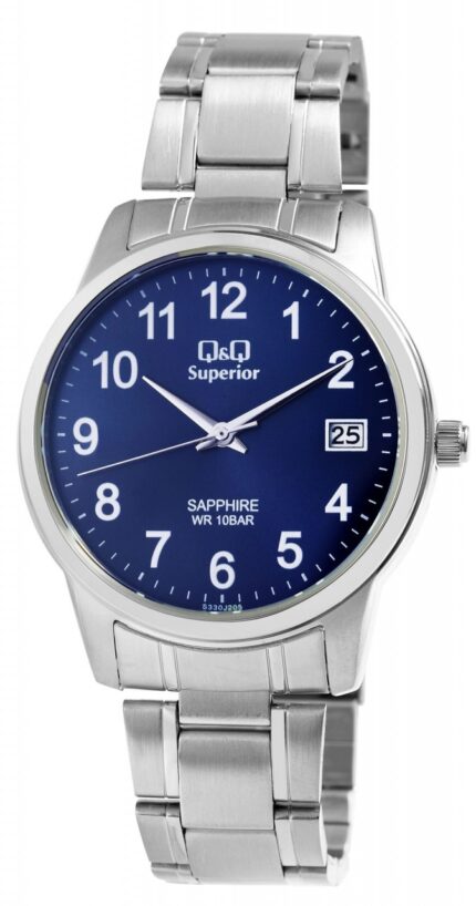 Q&Q Superior Herrenarmbanduhr, Edelstahl, Saphirglas, 10 bar