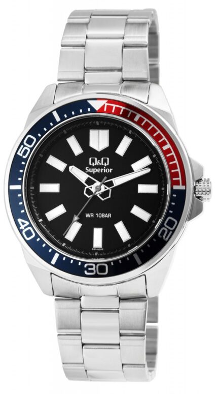 Q&Q Herrenuhr aus Edelstahl, 10 bar