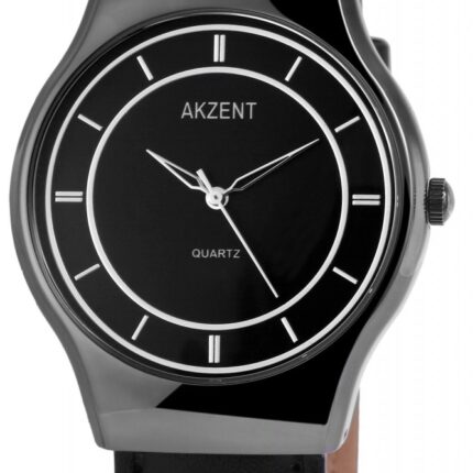 Akzent Herrenuhr mit Lederimitationsarmband