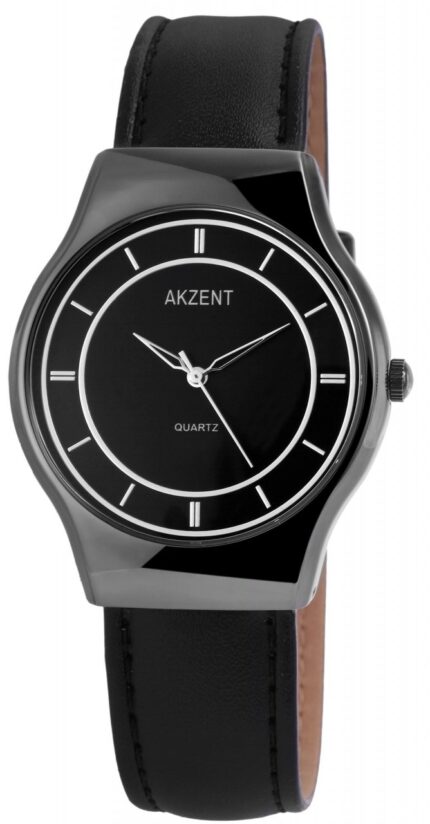 Akzent Herrenuhr mit Lederimitationsarmband