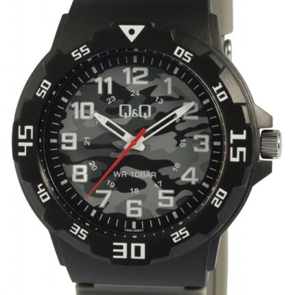 Q&Q Silicon Band Watch Camouflage/Gray 10ATM (Men's) V02A-009VY