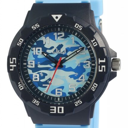 Q&Q Silicon Band Watch Camouflage/Blue 10ATM (Men's) V02A-010VY