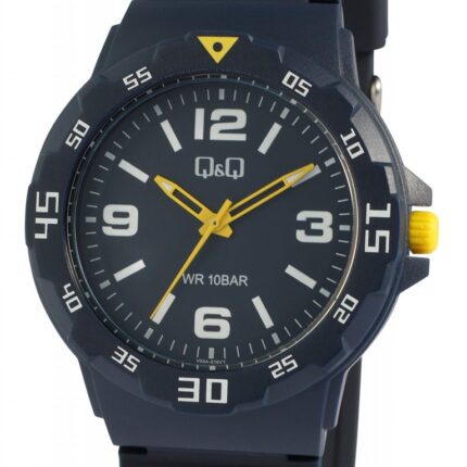 Q&Q Silicon Band Watch Blue/Yellow 10ATM (Men's) V02A-016VY