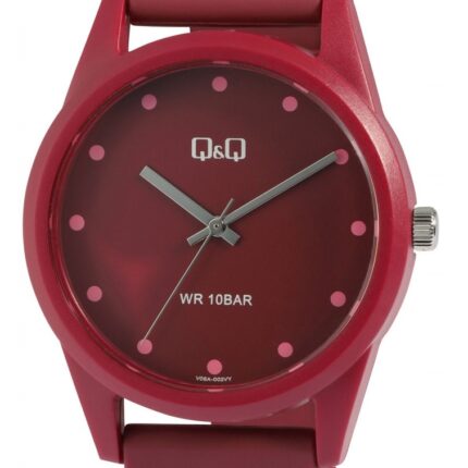 Q&Q Floral Silicon Band Watch Bordeaux 10ATM (Women's) V08A-002VY