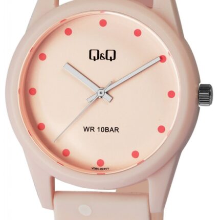 Q&Q Floral Silicon Band Watch Pink 10ATM (Women's) V08A-004VY