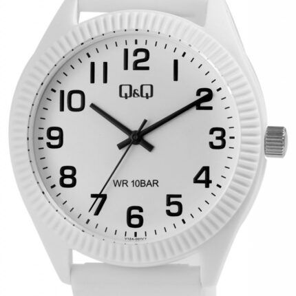 Q&Q Unisexuhr mit Silikonarmband, 10 Bar, weiß