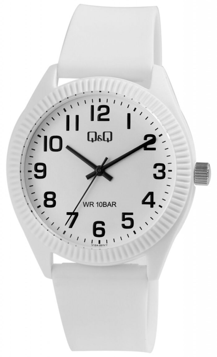 Q&Q Unisexuhr mit Silikonarmband, 10 Bar, weiß - Image 1