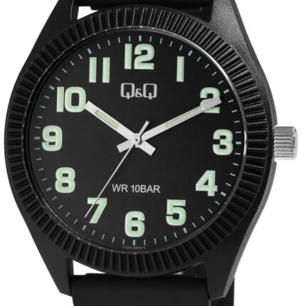 Q&Q Silicon Band Watch Black 10ATM (Unisex) V12A-004VY