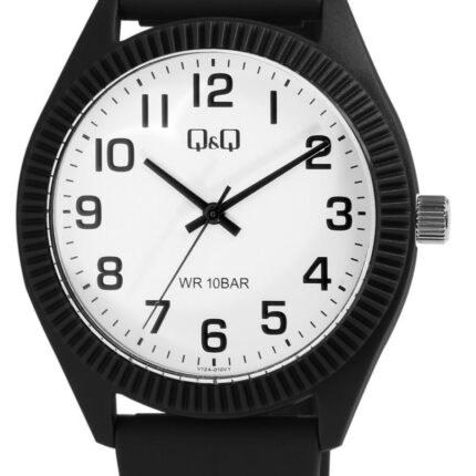 Q&Q Silicon Band Watch Black/White 10ATM (Unisex) V12A-010VY