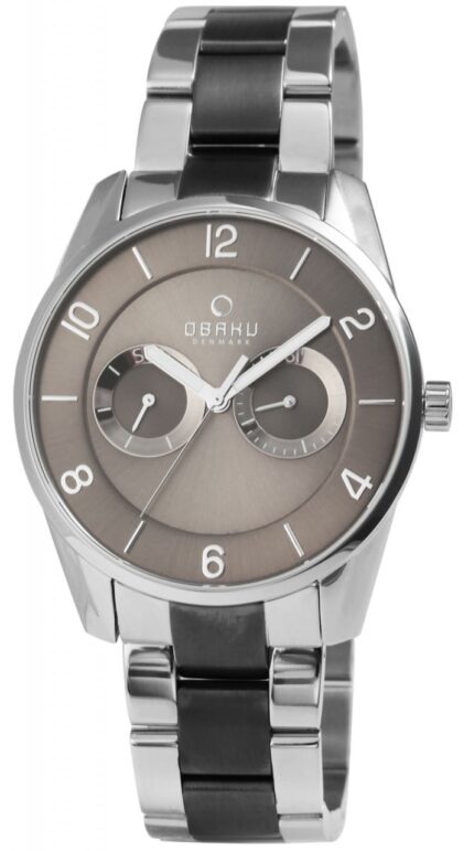 Obaku Herrenuhr mit Edelstahlband, silberfarben/anthrazit
