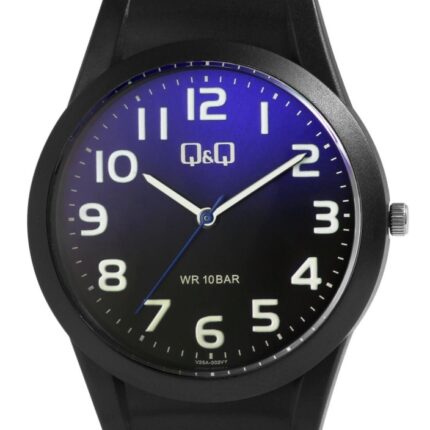 Q&Q Unisexuhr mit Silikonarmband, 10 Bar, schwarz/blau