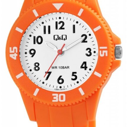 Q&Q Kinderuhr mit Silikonarmband, 10 Bar, orange
