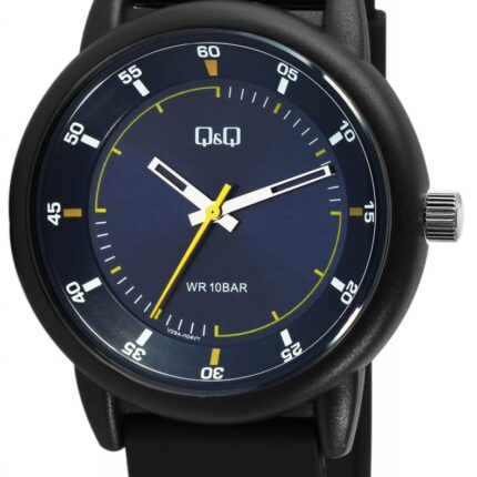Q&Q Silicon Band Watch Black/Blue 10ATM (Men's) V29A-004VY