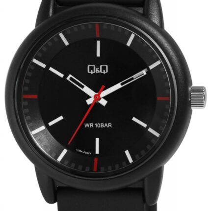 Q&Q Silicon Band Watch Black/Red 10ATM (Men's) V29A-005VY