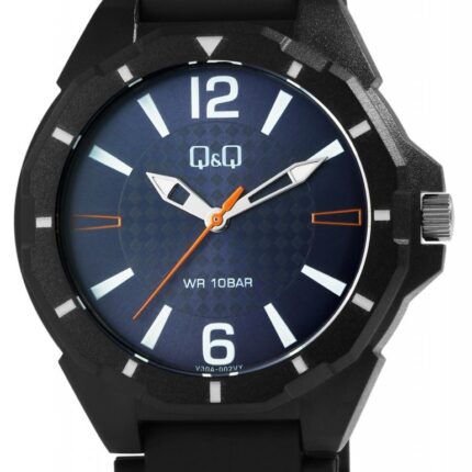 Q&Q Silicon Band Watch Black/Blue/Orange 10ATM (Men's) V30A-002VY