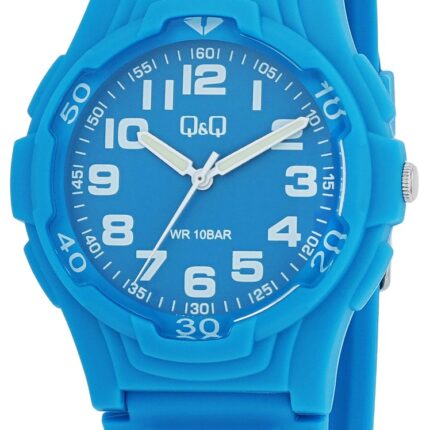 Q&Q Herrenuhr mit Silikonarmband, 10 BAR, blau