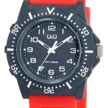 Q&Q Silicon Band Watch Red/Blue 10ATM (Men's) V32A-006VY