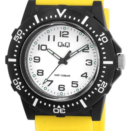 Q&Q Silicon Band Watch Yellow/Black 10ATM (Men's) V32A-007VY