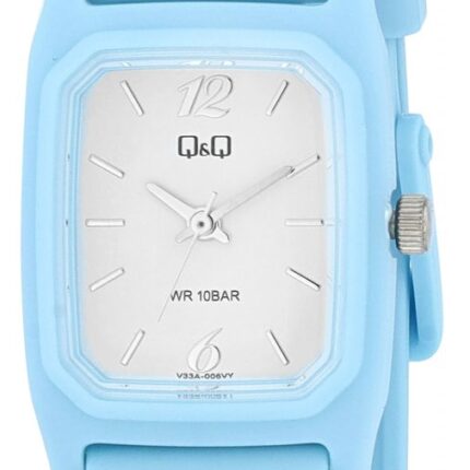 Q&Q Light Blue Silicon Band Square Watch 10ATM (Kids') V33A-006VY