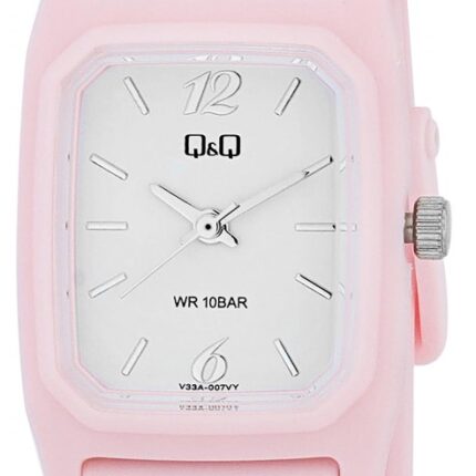 Q&Q Damenuhr mit Silikonarmband, 10 BAR, rosa