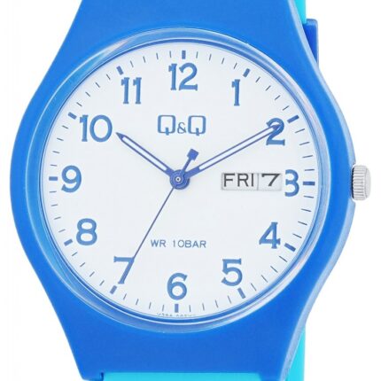 Q&Q Damenuhr mit Silikonarmband, 10 BAR, blau