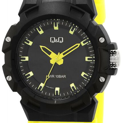 Q&Q Resin Band Watch Yellow/Black 10ATM (Men's) V40A-003VY