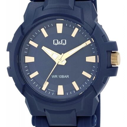 Q&Q Herrenuhr mit Kunststoffband, Ø 44mm, 10BAR, dunkelblau