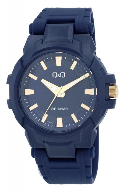 Q&Q Herrenuhr mit Kunststoffband, Ø 44mm, 10BAR, dunkelblau