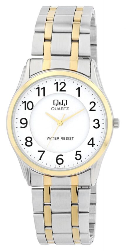 Q&Q Herrenuhr mit Edelstahlband, 3 BAR, bicolor