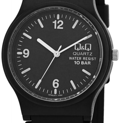 Q&Q Herrenuhr mit Silikonarmband, schwarz, 10 Bar
