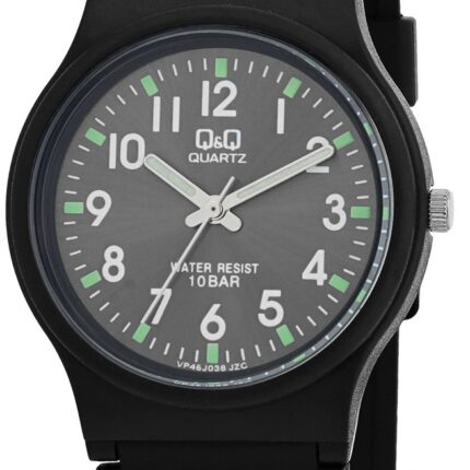 Q&Q Herrenuhr mit Silikonarmband, 10 BAR, schwarz