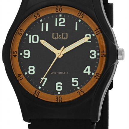 Q&Q Herrenuhr mit Silikonarmband, 10 BAR, schwarz