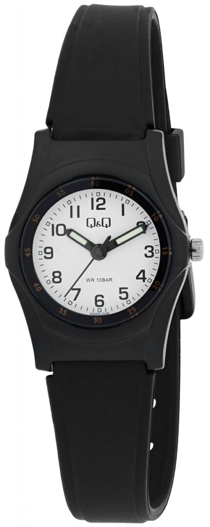 Q&Q Damenuhr mit Silikonarmband, 10 BAR, schwarz