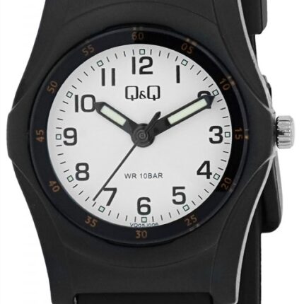 Q&Q Damenuhr mit Silikonarmband, 10 BAR, schwarz