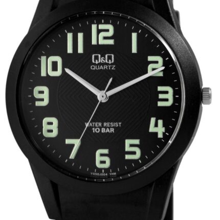 Q&Q Unisexuhr mit Silikonarmband, 10 bar, schwarz