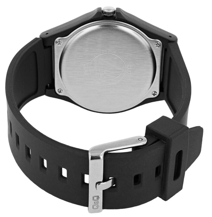 Q&Q Silikonuhr für Herren, 10 ATM, schwarz/goldfarben - Image 3