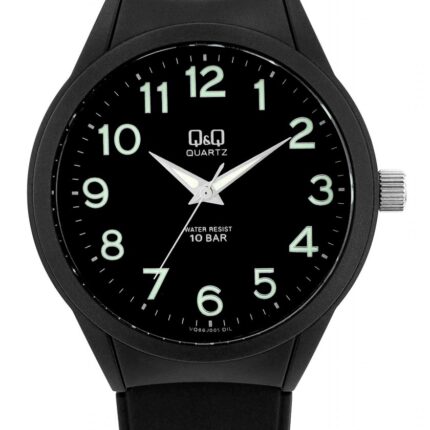 Q&Q Silikonuhr für Herren, 10 ATM, schwarz/grün