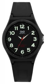 Q&Q Silikonuhr für Herren, 10 ATM, schwarz