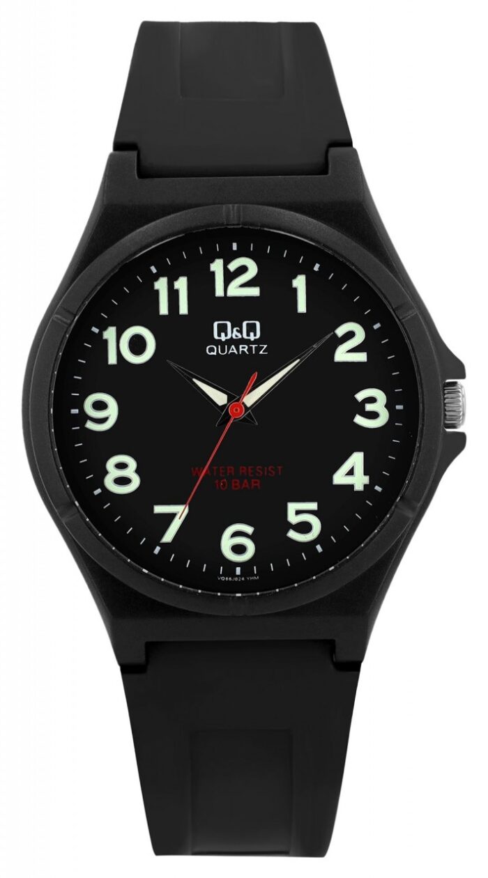 Q&Q Silikonuhr für Herren, 10 ATM, schwarz - Image 1