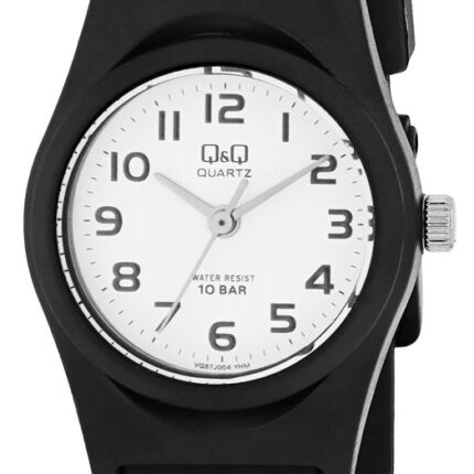 Q&Q Damenuhr mit Silikonarmband, 10 BAR, schwarz