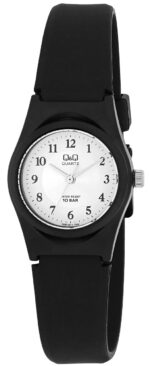 Q&Q Damenuhr mit Silikonarmband, 10 BAR, schwarz