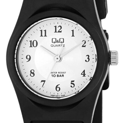 Q&Q Damenuhr mit Silikonarmband, 10 BAR, schwarz