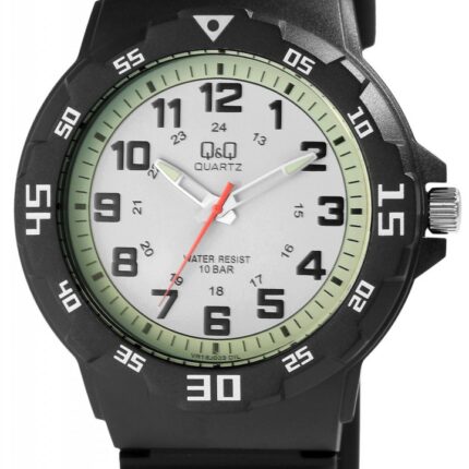 Q&Q Herrenuhr, Kunststoff, Silikonarmband, 10 Bar, Ø 43 mm